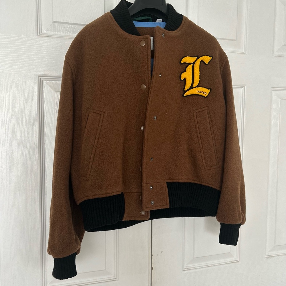 Lacoste Brown Wool bomber Jacket